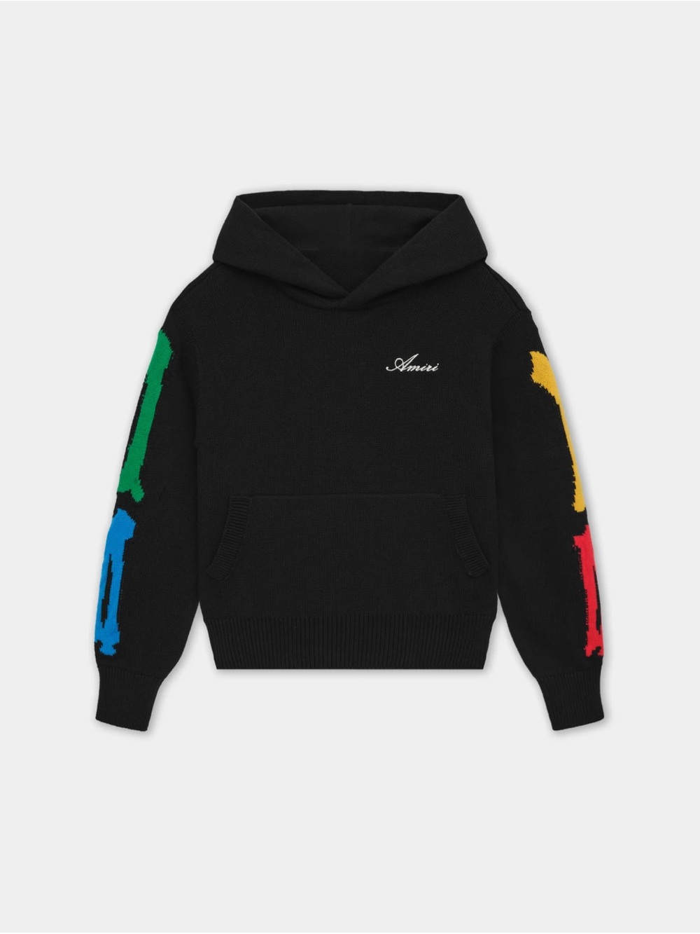 AMIRI Black Hoodie with Multicolor Sleeve Graphics
